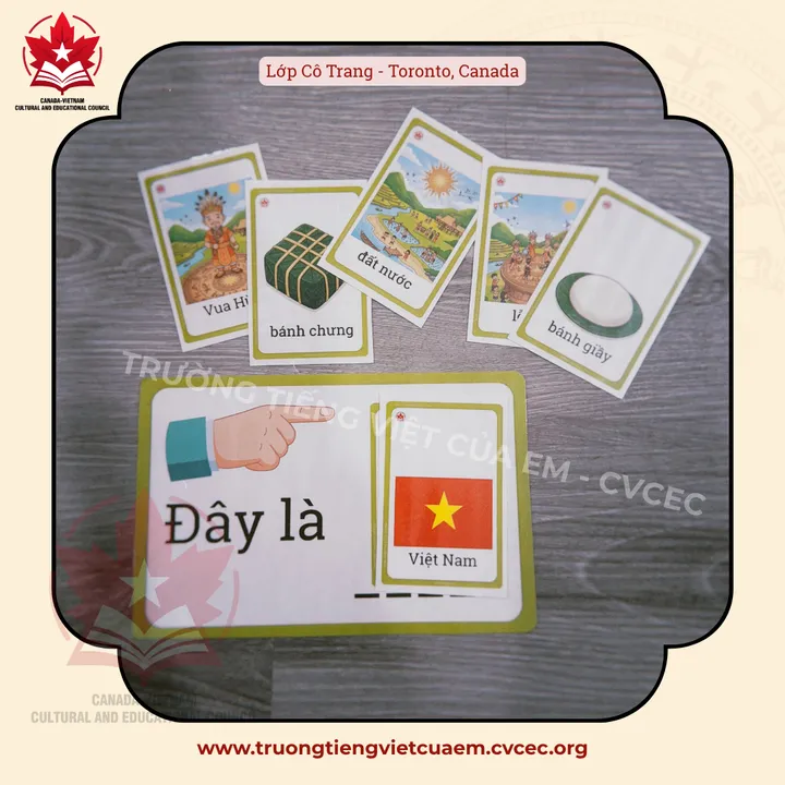 Lớp Cô Trang, Toronto, Canada: thẻ từ vựng “Đây là” và lá cờ Việt Nam